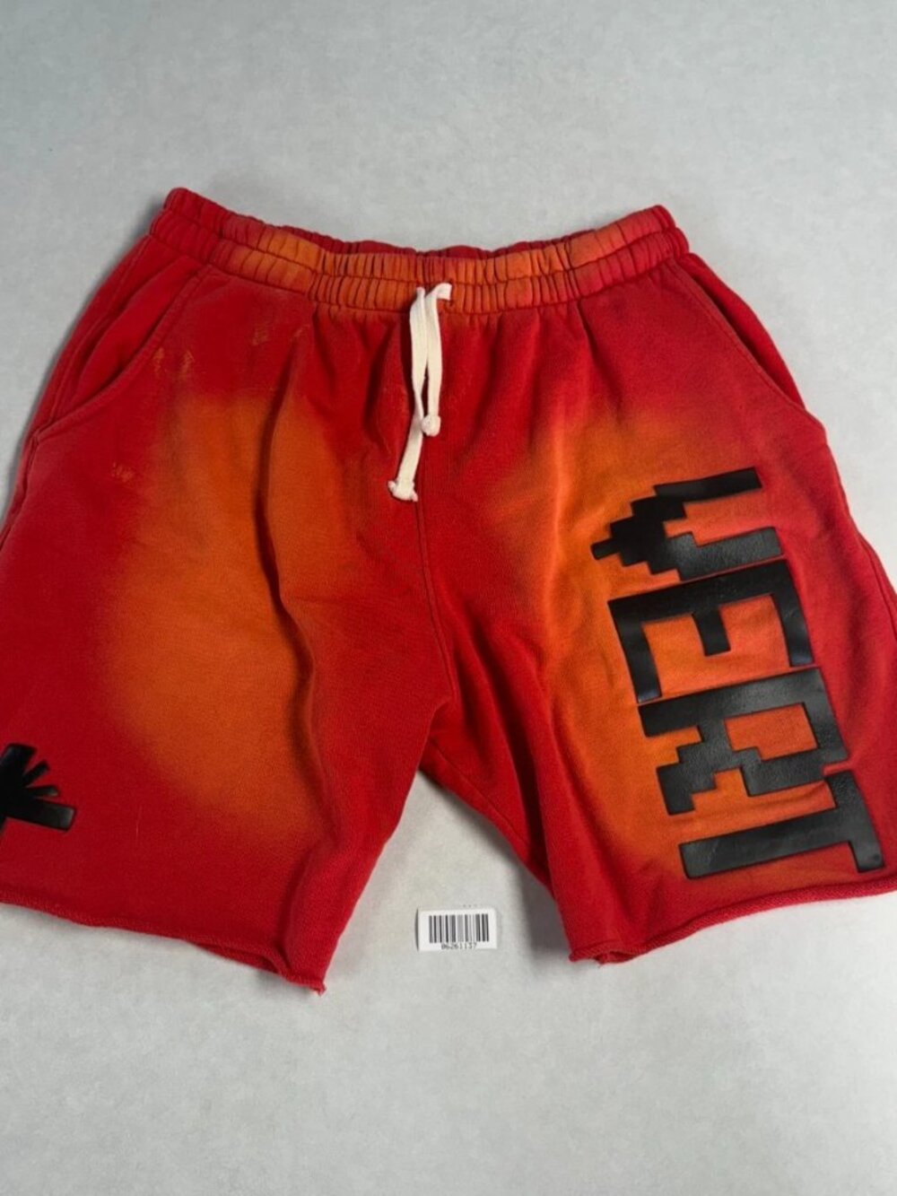 Vertebrae Mens Drawstring Black Logo Sweatshorts Red Orange Size XXL